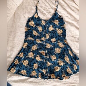 Floral Blue and Yellow Sleeveless Dress